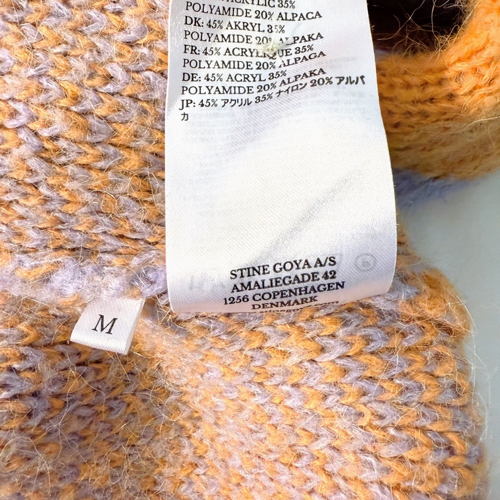 STINE GOYA Designer Check Cardigan Scandinavian Knit Orange Purple Size M - Picture 6 of 10